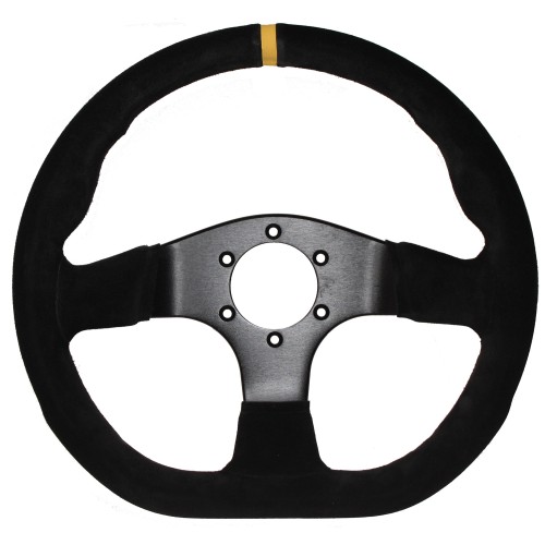 APS Competition 330mm D Shaped Flat Suede 3 Spoke Steering Wheel