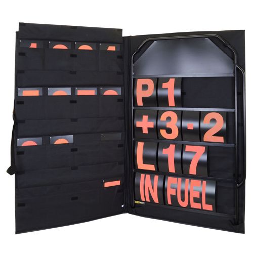 BG Racing Large Aluminium Pit Board, Bag and Number Set