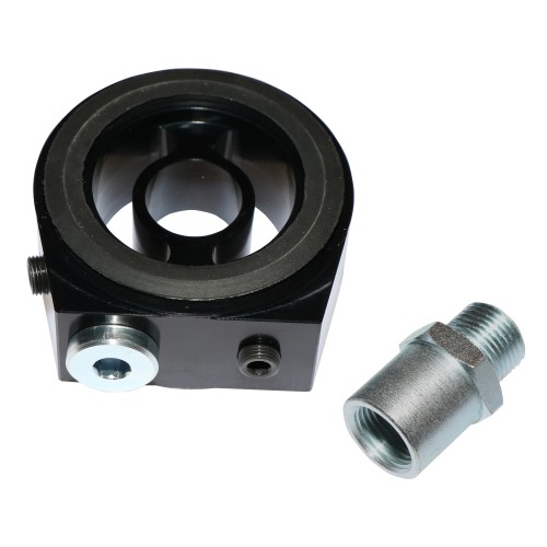 Billet Temperature Gauge Sandwich Plate, 1 x 3/8 BSP Port, 2 x 1/8 NPT Ports