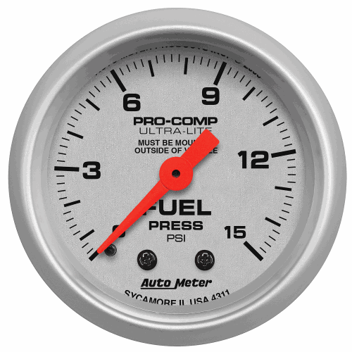 AutoMeter PRO-COMP Ultra-Lite 0-15 PSI Mechanical Fuel Pressure Gauge