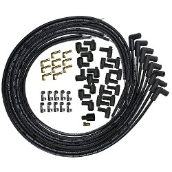Spark Plug Wire Set, Blue Max, Spiral Core, 8 mm, 90 Degree Plug Boots, HEI / Socket Style, Cut-To-Fit, V8, Kit